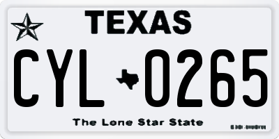 TX license plate CYL0265