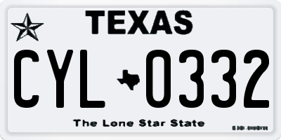 TX license plate CYL0332