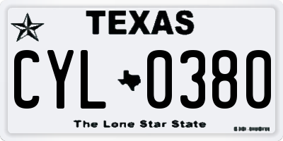 TX license plate CYL0380