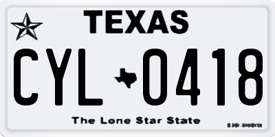 TX license plate CYL0418