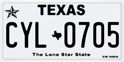 TX license plate CYL0705