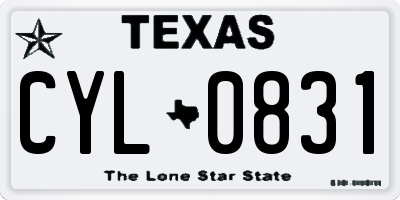TX license plate CYL0831
