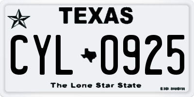 TX license plate CYL0925