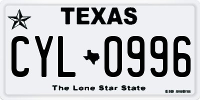 TX license plate CYL0996