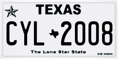 TX license plate CYL2008