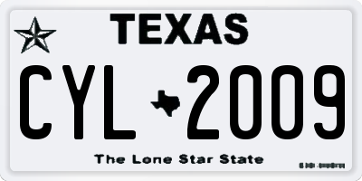 TX license plate CYL2009