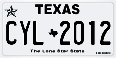 TX license plate CYL2012