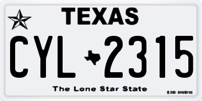 TX license plate CYL2315