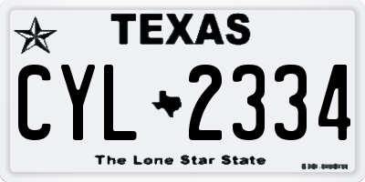 TX license plate CYL2334