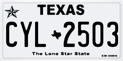 TX license plate CYL2503