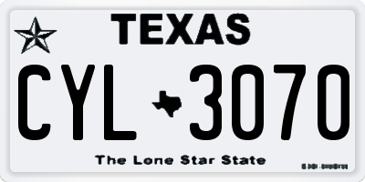 TX license plate CYL3070