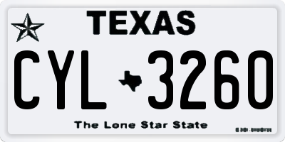 TX license plate CYL3260