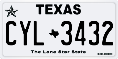 TX license plate CYL3432