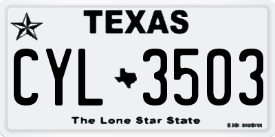 TX license plate CYL3503
