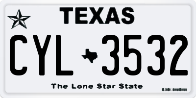 TX license plate CYL3532