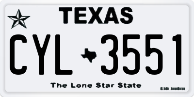 TX license plate CYL3551
