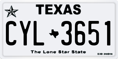 TX license plate CYL3651
