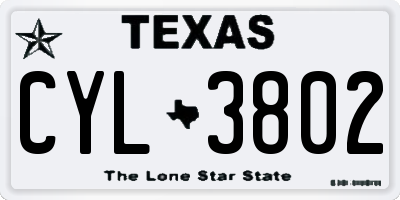 TX license plate CYL3802