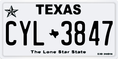 TX license plate CYL3847
