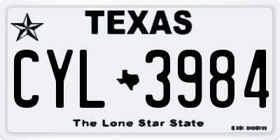 TX license plate CYL3984