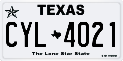 TX license plate CYL4021