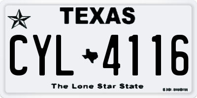 TX license plate CYL4116