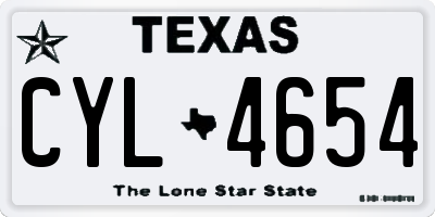 TX license plate CYL4654