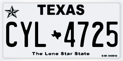 TX license plate CYL4725