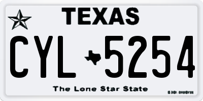 TX license plate CYL5254
