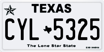TX license plate CYL5325