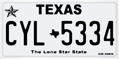 TX license plate CYL5334