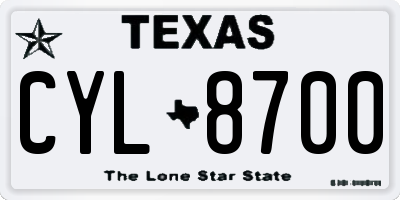 TX license plate CYL8700
