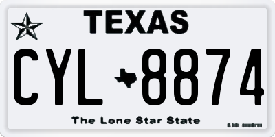 TX license plate CYL8874