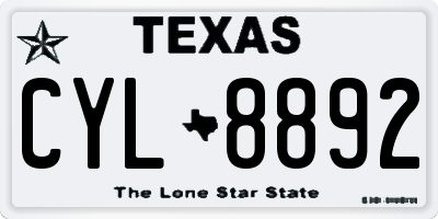 TX license plate CYL8892