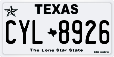 TX license plate CYL8926