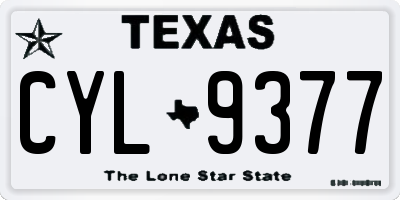 TX license plate CYL9377
