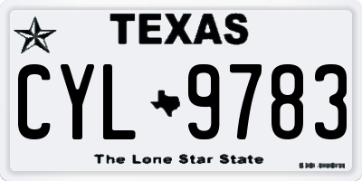 TX license plate CYL9783