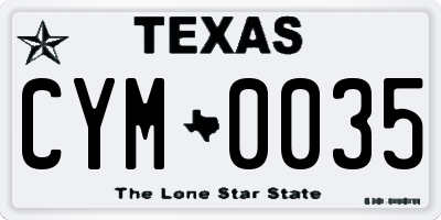 TX license plate CYM0035