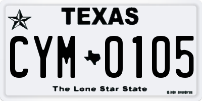 TX license plate CYM0105