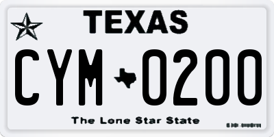 TX license plate CYM0200