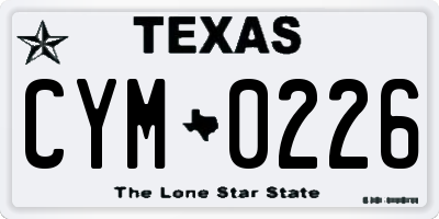TX license plate CYM0226