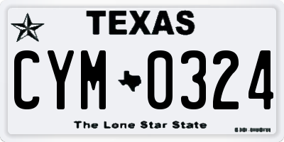 TX license plate CYM0324