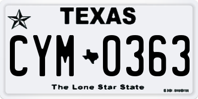 TX license plate CYM0363
