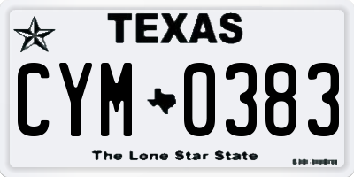 TX license plate CYM0383