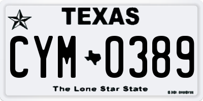 TX license plate CYM0389