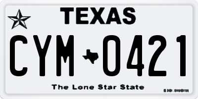 TX license plate CYM0421