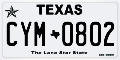 TX license plate CYM0802
