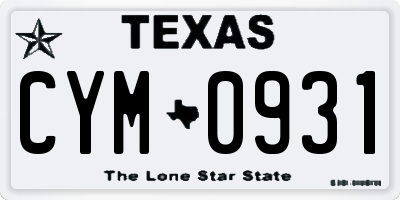 TX license plate CYM0931