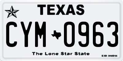 TX license plate CYM0963