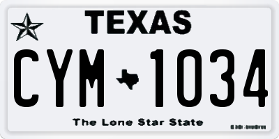 TX license plate CYM1034